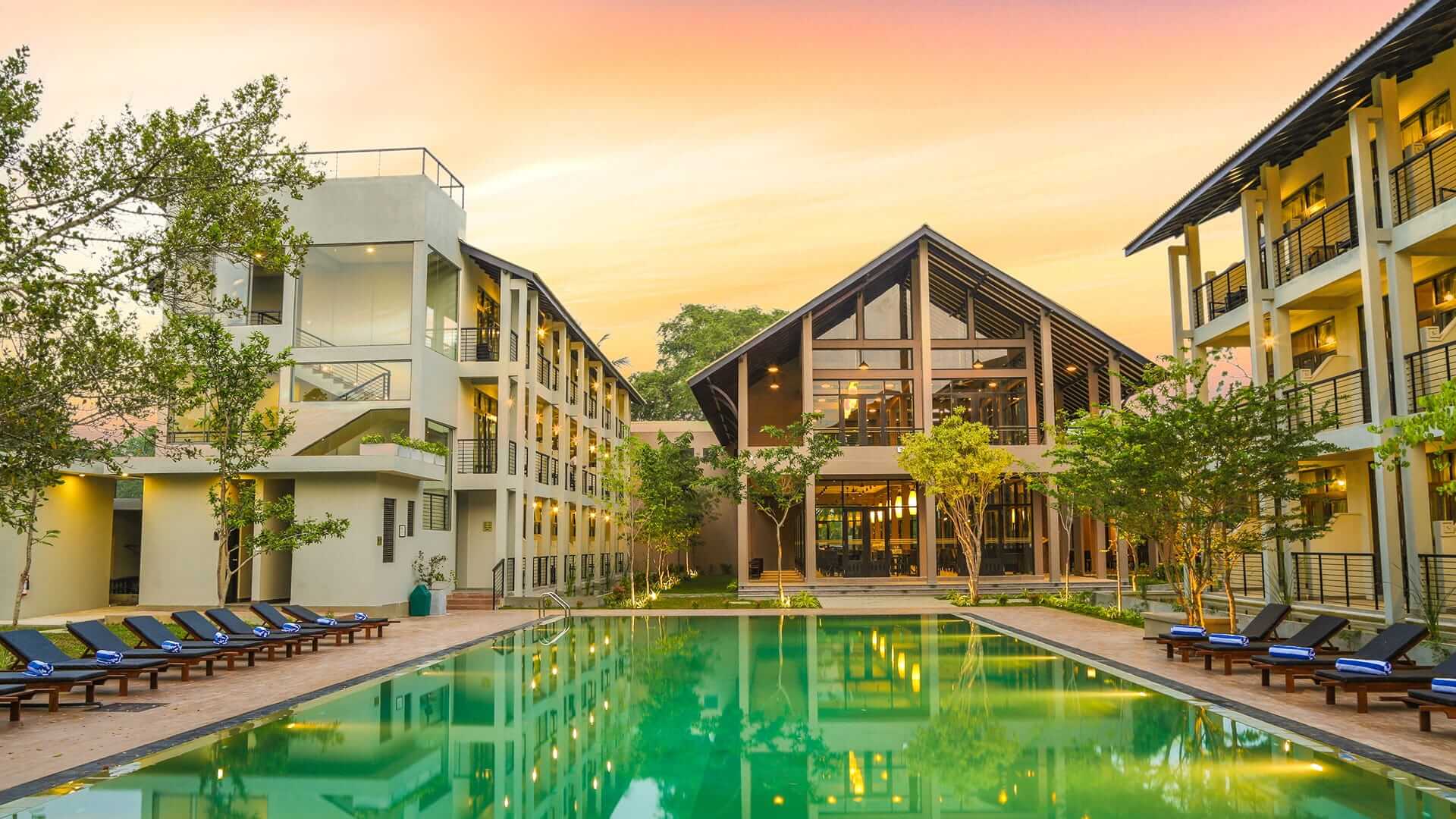 Pool area and surrounding rooms at Oak Ray Wild Yala Thissamaharama