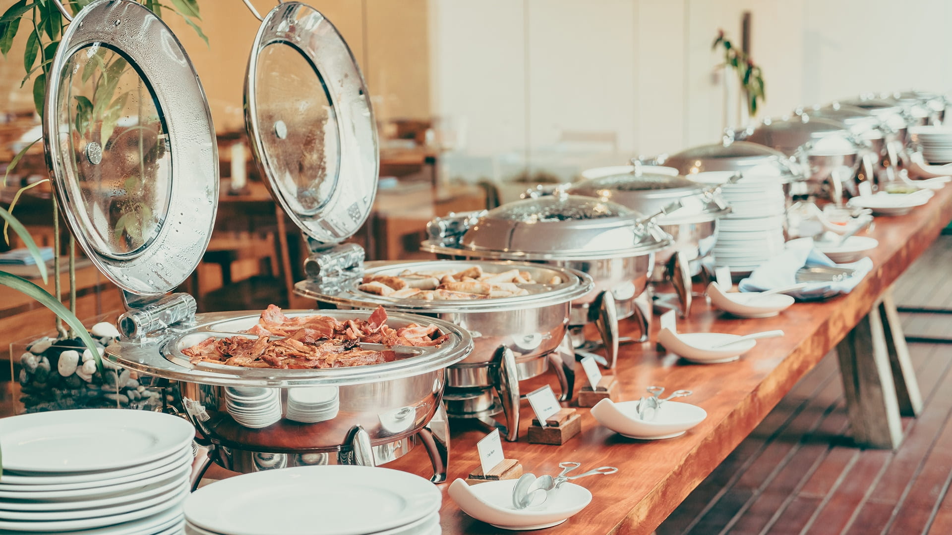 A buffet open to customers