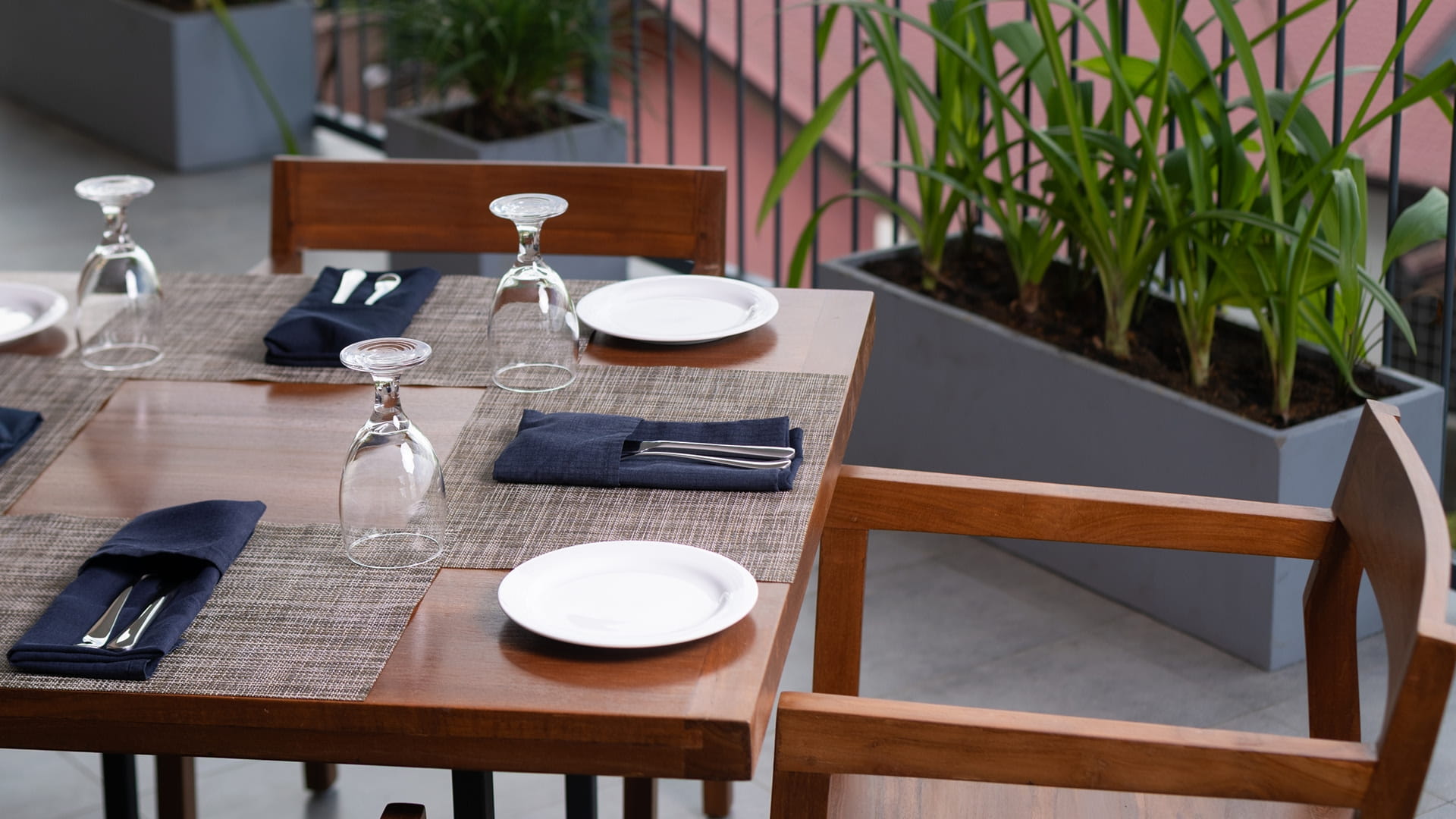 A dining table set for 2 at Oak Ray Sky Terrace Kandy